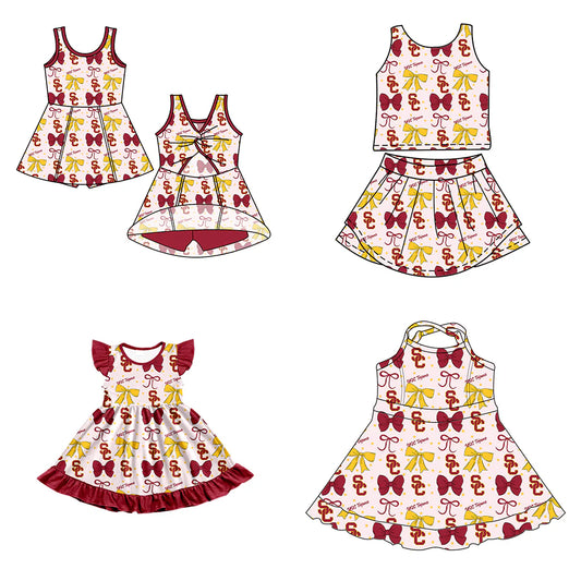 ( Moq 5 each style ) Baby Girl Toddler SC Team Bows Sibling Dress Set 6.25