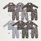Sibling Baby Boys Kids Long Sleeves Camo Zipper Shirt Pockets Pants Clothes Set RTS