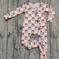 Baby Girl Infant Long Sleeves Pumpkin Bows Ruffle Zipper Fall Romper RTS
