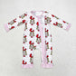 Baby Girl Long Sleeves Pink Face Christmas Zipper Romper