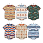( Moq 5 Each Style ) Sibling Baby Boys Infant Bows Short Sleeves Western Aztec Rompers Summer Clothes