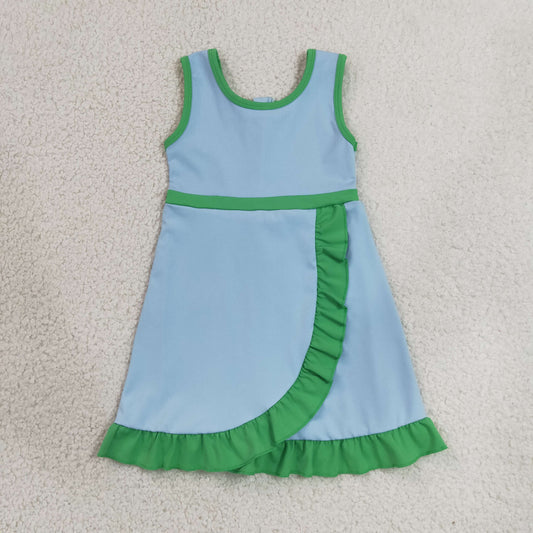 Baby Girls Kids Sleeveless Shorts Knee Length Scallop Dress Yoga Active Clothes RTS