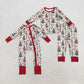 Sibling Baby Boys Christmas Trees Soldiers Gifts Top Pants Pajamas Sets Zipper Footie Rompers