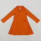 Preorder Baby Girl Long Sleeves Zipper Knee Length Yoga Active Orange Dress RTS