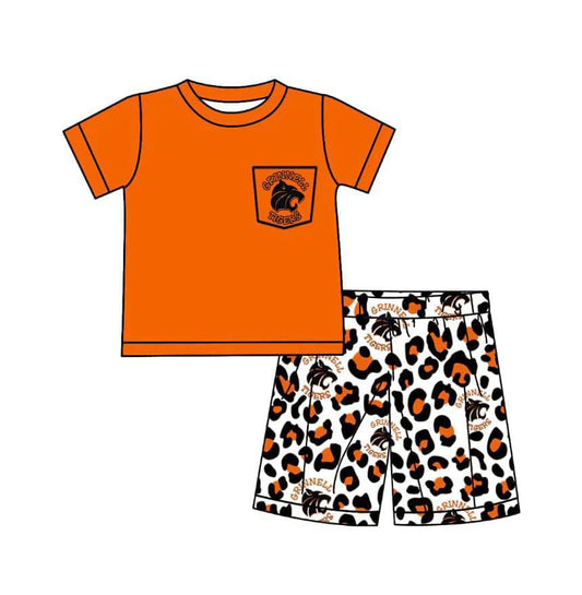 Baby Boy Short Sleeves Team Tiger Shirt Leopard Shorts Clothes Set ( Moq 5 )