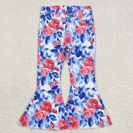 Baby Girl Flower Pink Blue Denim Bell Pants