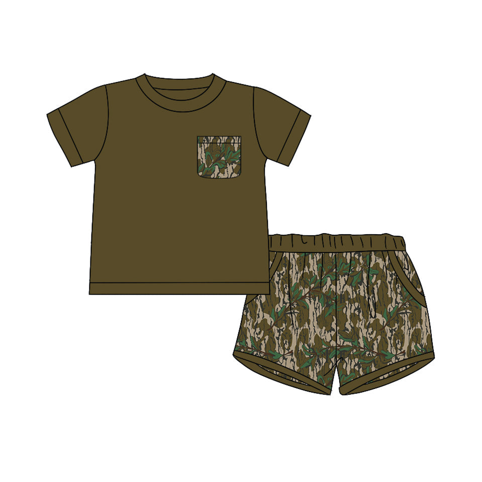 Baby Boy Short Sleeves Green Shirt Camo Shorts Summer Clothes Set Moq 5