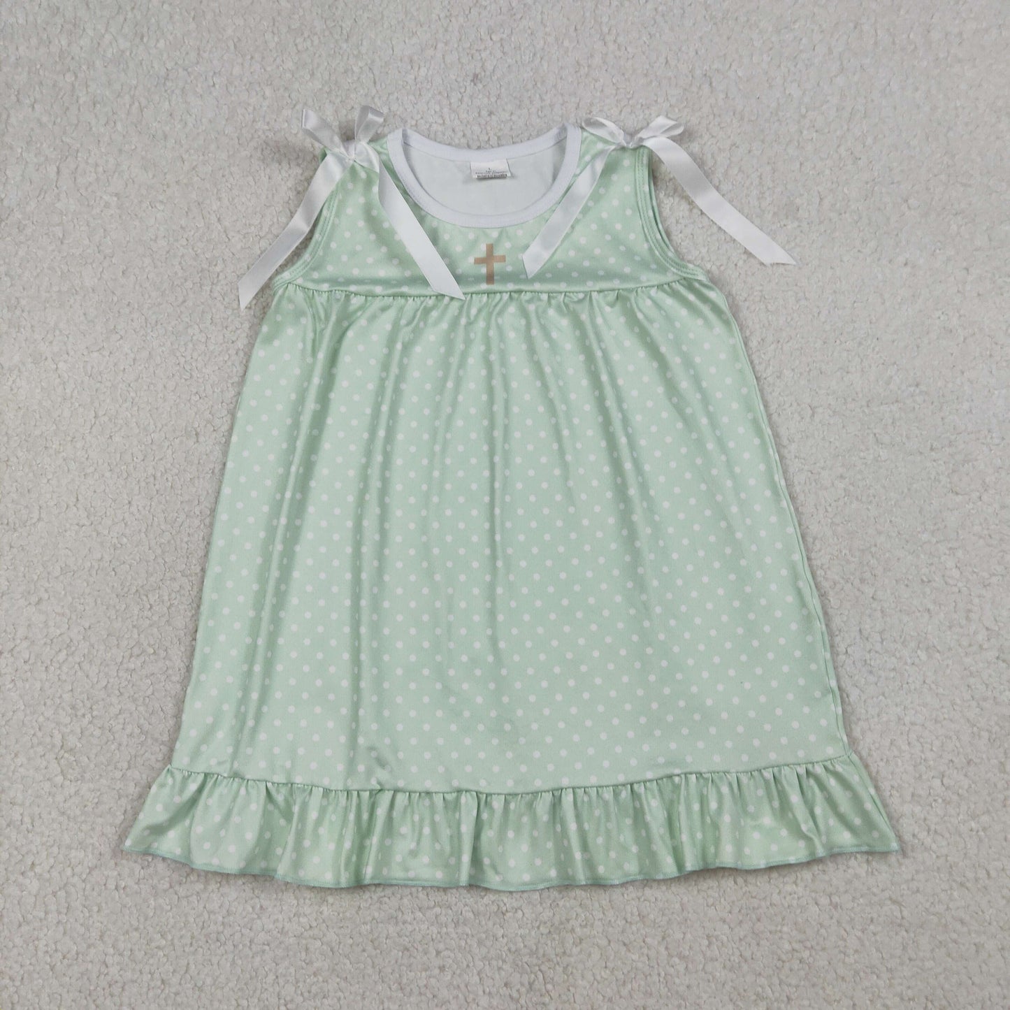 Baby Girls Kids Sleeveless Cross Bows Easter Green Knee Length Dress RTS
