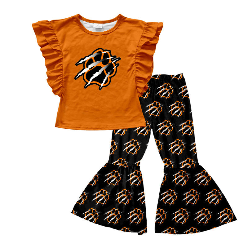 Baby Girl Short Sleeves Team Shirt Bell Pants Clothes Set