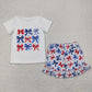 Baby Girl Short Sleeves Bows Stars Shirt Shorts 4th Of July Set RTS