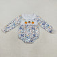 Baby Girl Long Sleeves Floral Embroidery Pumpkins Sibling Thanksgiving Romper Dress RTS