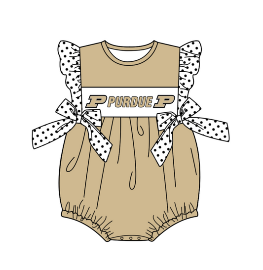 Baby Girl Short Sleeves P Team Bows Bubble Romper ( Moq 5 )