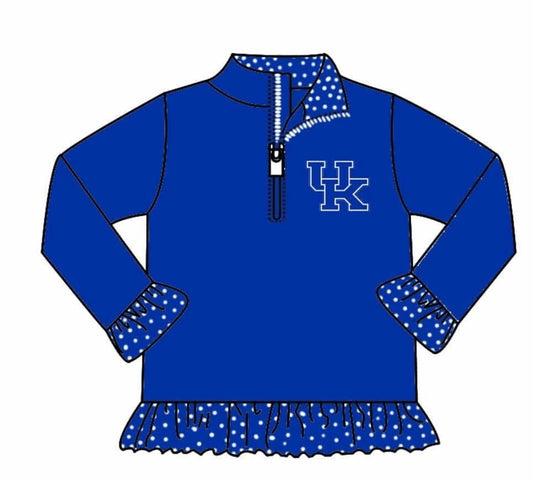 Baby Girl Blue Team Zipper Pullover Shirt