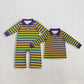Sibling Baby Boys Kids Long Sleeves Mardi Gras Strips Buttons Romper Pullover Shirt RTS