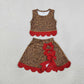 Baby Girls Kids Sleeveless Leopard Shirt Scallop Bows Skirt Shorts Yoga Active Set Clothes RTS