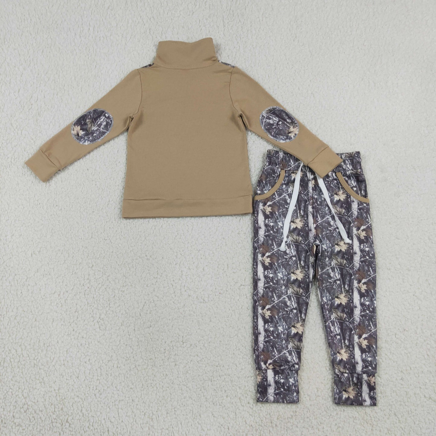 Sibling Baby Boys Long Sleeves Zipper Pullovers Pockets Jogger Pants Sets Camo Print Clothes RTS