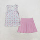 Baby Girl Sleeveless Bows Flower Tops Skorts Yoga Active Set RTS