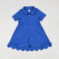 Baby Girl Short Sleeves Buttons Yoga Active Blue Knee Length Skort Dress RTS