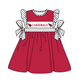 ( Moq 5 ) Baby Girls Toddler Short Sleeves Team Knee Length Ruffle Red Dress