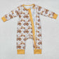 Newborn Baby Boy Long Sleeves Farm Trucks Zipper Bamboo Romper