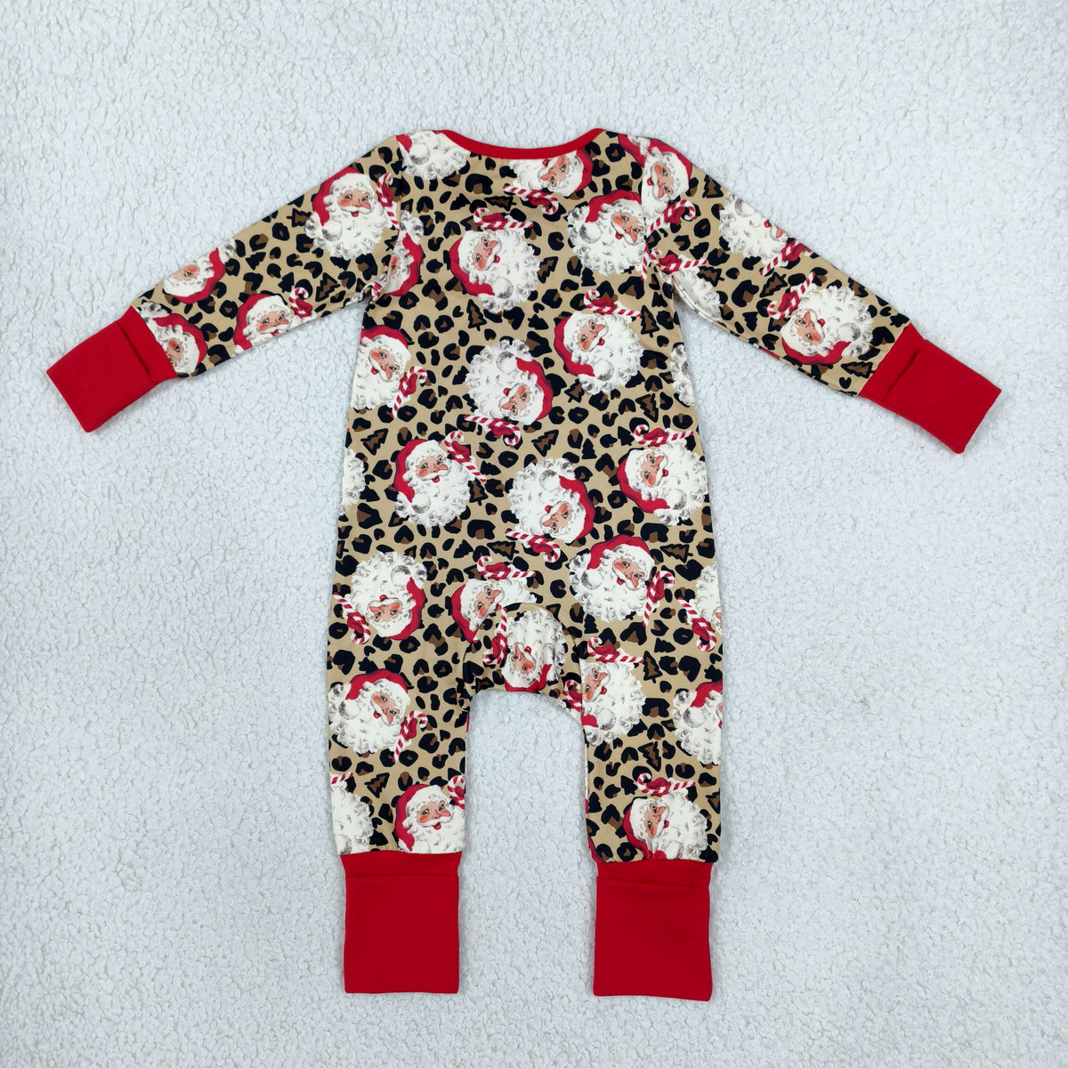 Baby Girls Infant Leopard Santa Christmas Zipper Footie Sleeper Romper Clothes RTS