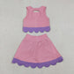 Baby Girls Kids Sleeveless Pink Tops Purple Bows Skirt Shorts Yoga Clothes Set RTS