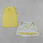 Baby Girls Kids Sleeveless Yellow Buttons Shirt Golf Skirt Summer Clothes Set RTS