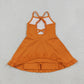 Baby Girls Kids Straps Orange Ruffle Shorts Knee Length Yoga Active Dress RTS