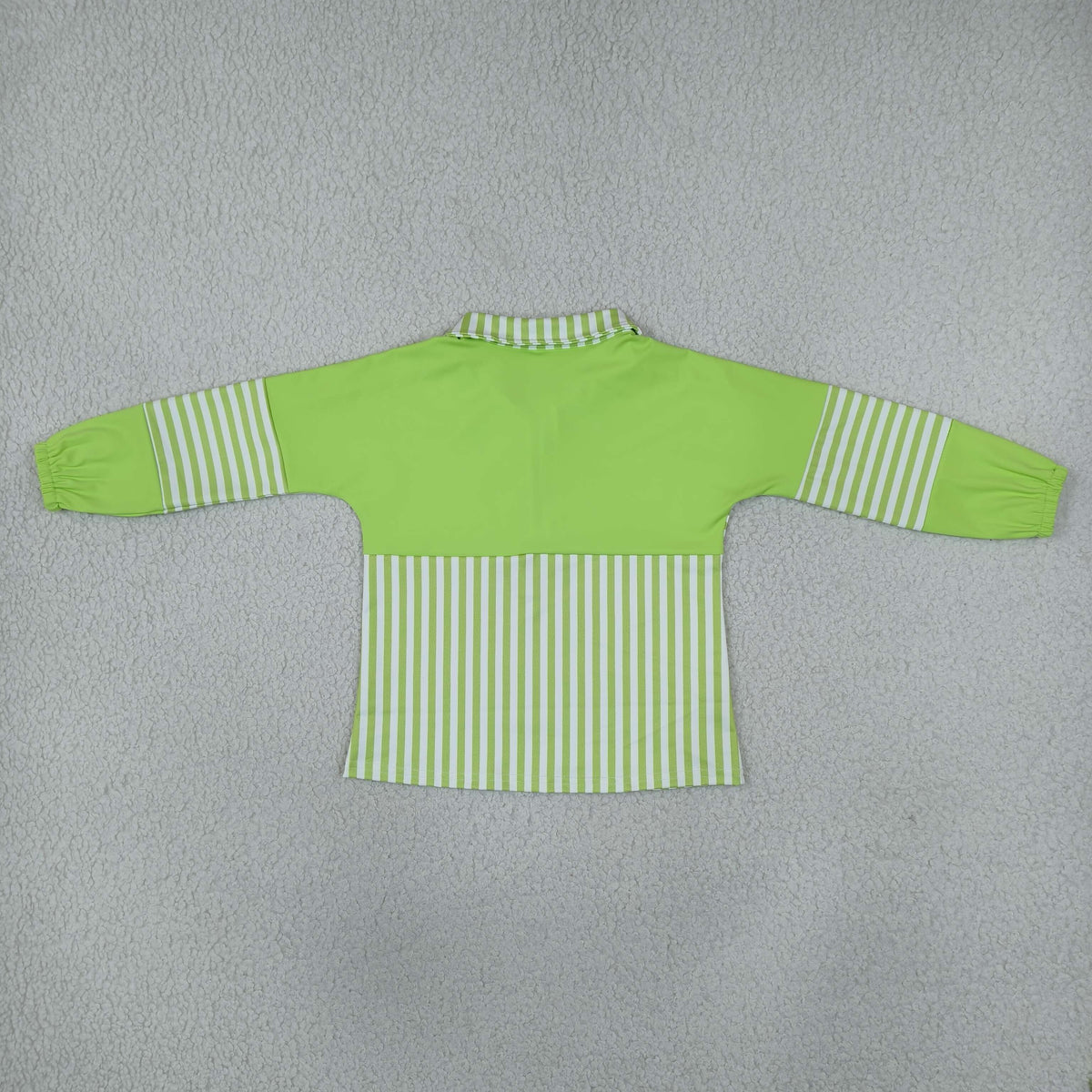 Baby Girls Kids Long Sleeves Green Stripes Zipper Pullover Yoga Active Shirt RTS