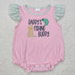 RTS Baby Girl Infant Short Sleeves Embroidery Daddy's Fishing Buddy Pink Bubble Romper