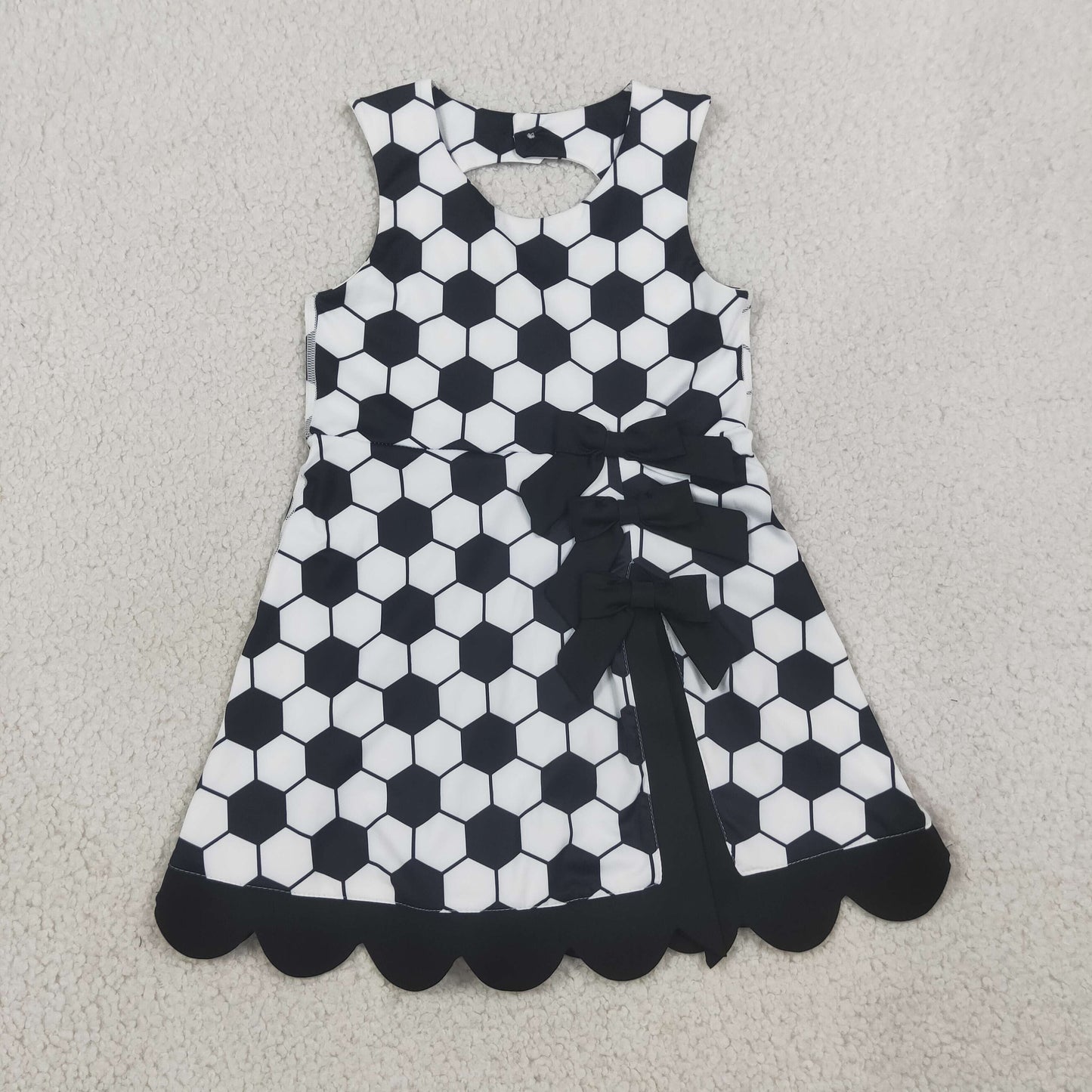 Baby Girls Kids Soccer Bows Scallop Yoga Active Black Dress RTS