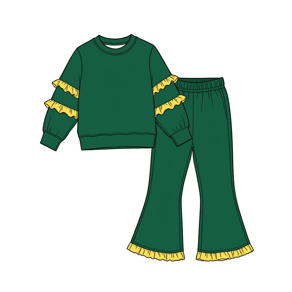 ( Moq 5 ) Preorder Sibling Baby Girls Kids Ruffle Long Sleeves Shirts Pockets Pants Cotton Sets Clothes