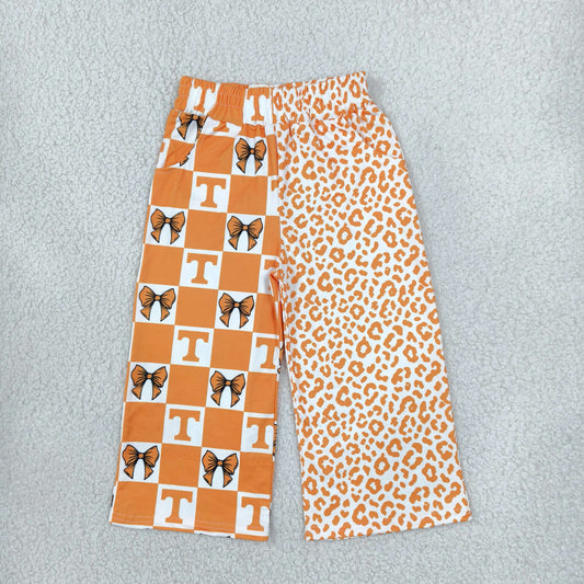 Baby Girls Kids Bows Orange Leopard Pants Bottoms Team Clothes RTS