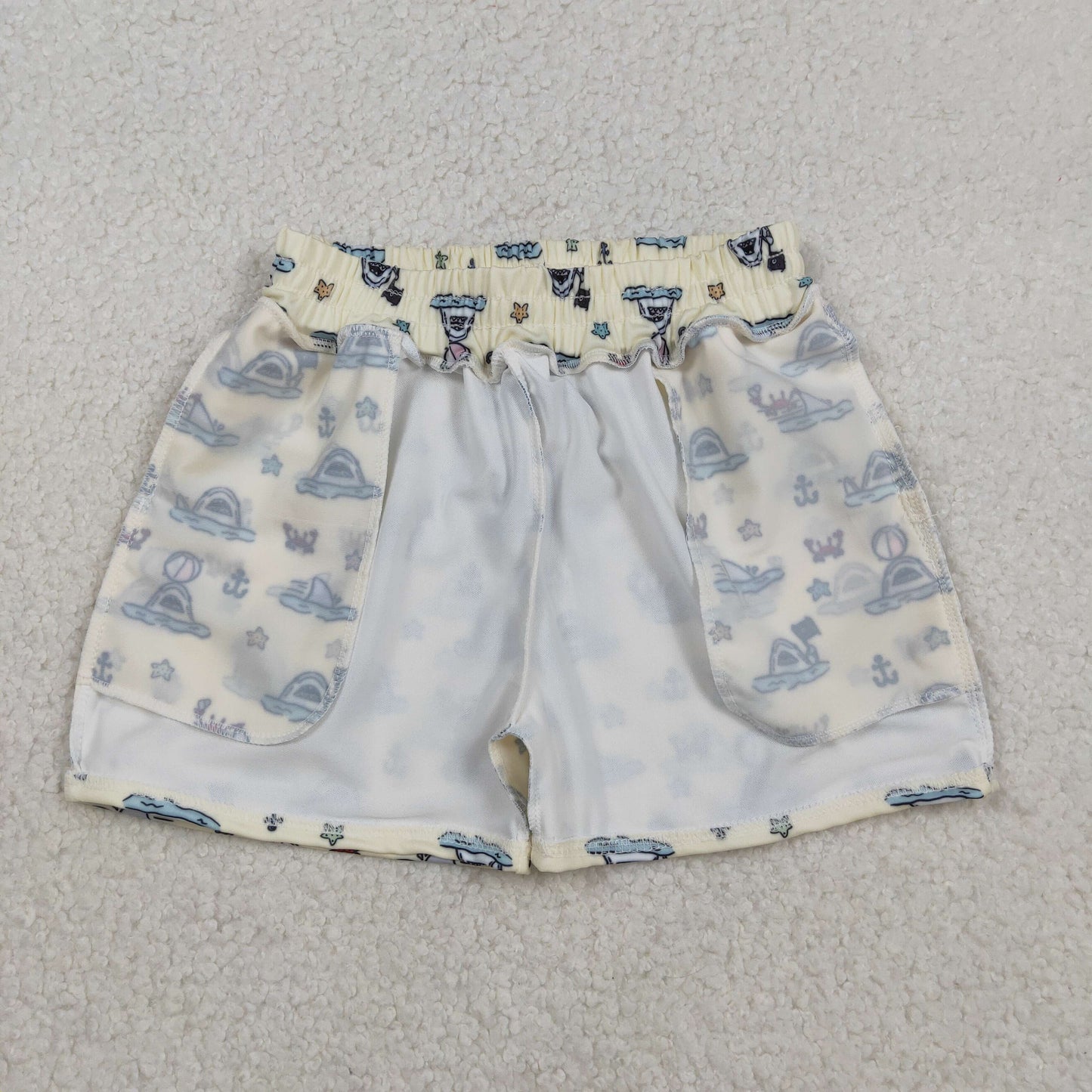Baby Boy Toddler Boats Crabs Pockets Swim Trunks Shorts Swimwear RTS