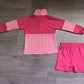 ( No moq ) Preorder Baby Girls Kids Pink Stripes Zipper Pullover Shorts Yoga Active Set Clothes