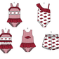 ( Moq 5 Each Style ) Baby Boys Girls Pigs Sibling Team Sets Swimsuits Football Clothes