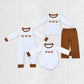 Sibling Baby Boys Kids Long Sleeves Embroidery Cows Stripes Western Romper Set RTS