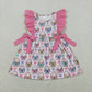 Baby Girls Kids Short Sleeves Eggs Bows Hearts Easter Knee Length Dress RTS