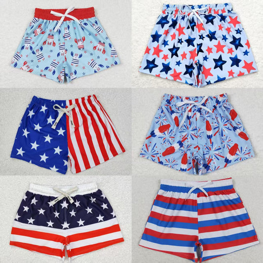 Baby Boy 4th Of July Stars Stripes Sibling Swimsuit Trunks RTS