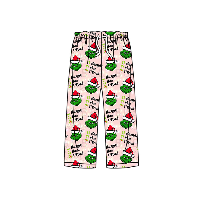 Moq 5 Adult Women Christmas Green Face Bottoms Pants Pajamas