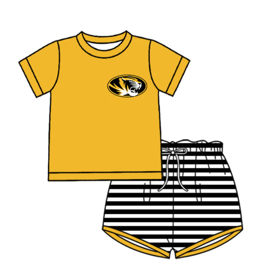 ( Moq 5 ) Baby Boys Short Sleeves Tiger Shirt Stripes Shorts Team Clothes Set