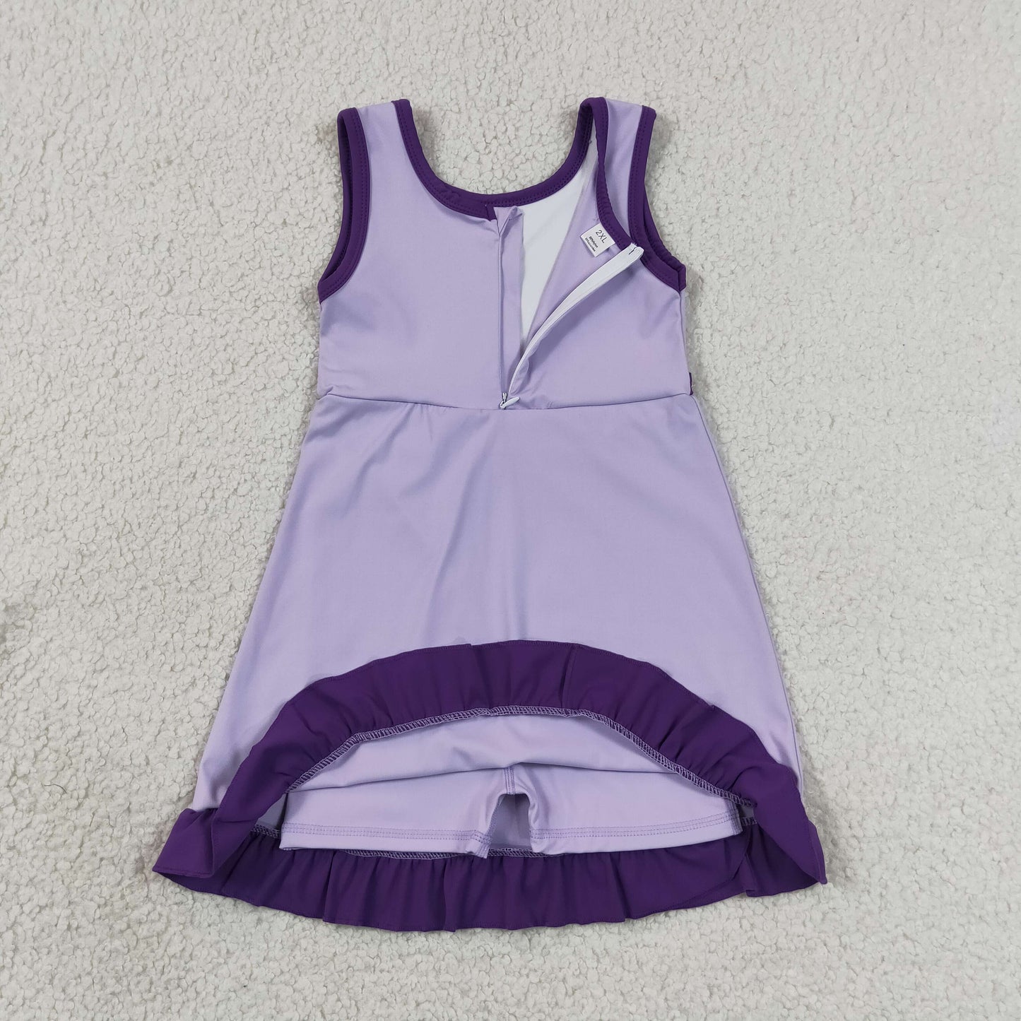 Baby Girls Kids Sleeveless Shorts Scallop Dress Yoga Active Purple Clothes RTS