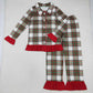 Sibling Baby Boys Girls Adult Christmas Long Sleeves Plaid Shirt Pants Pajamas Family Clothes Sets RTS