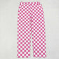 Adult Women Pink Checkered Bottom Pants Pajamas