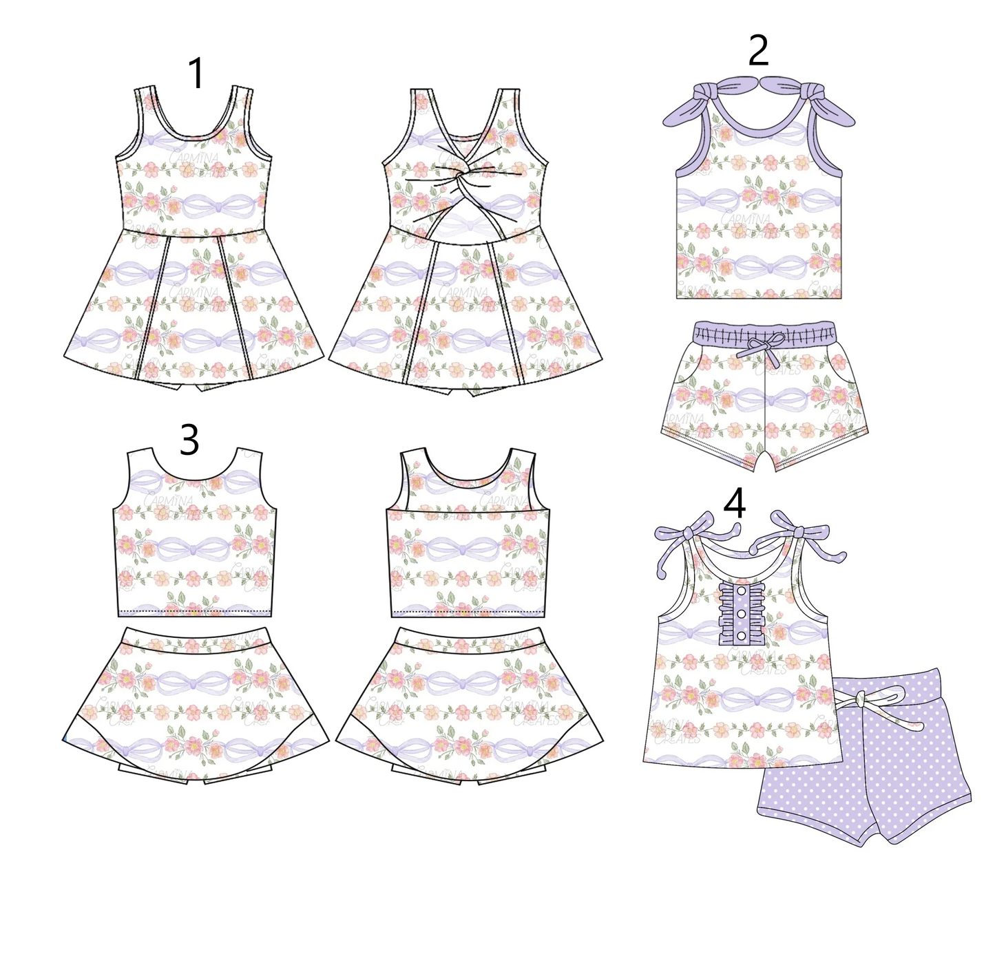 Baby Girl Purple Bows Flower Sibling Dress Set ( Moq 5 Each Style ) 3.5