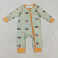 Baby Boy Long Sleeves Pumpkins Tractors Zipper Fall Romper RTS