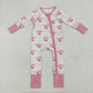 Baby Kids Infant Long Sleeves Christmas Santa Bows Zipper Romper RTS