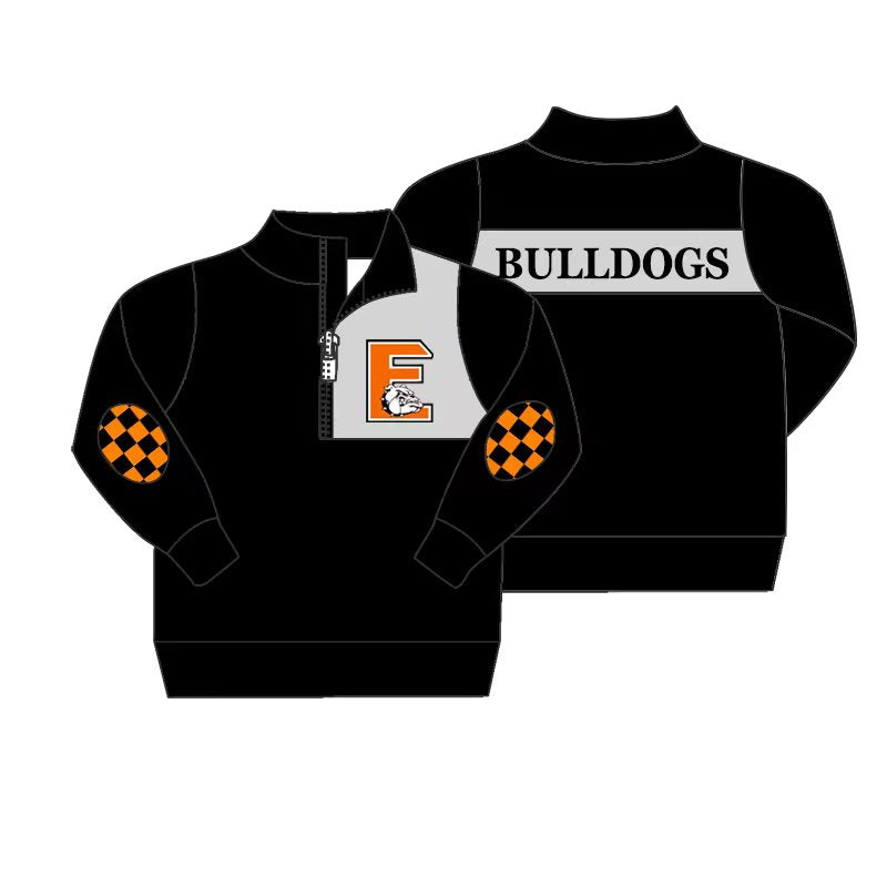 Baby Boy Long Sleeves Dog Black Buttons Pullover Team Shirt Tops