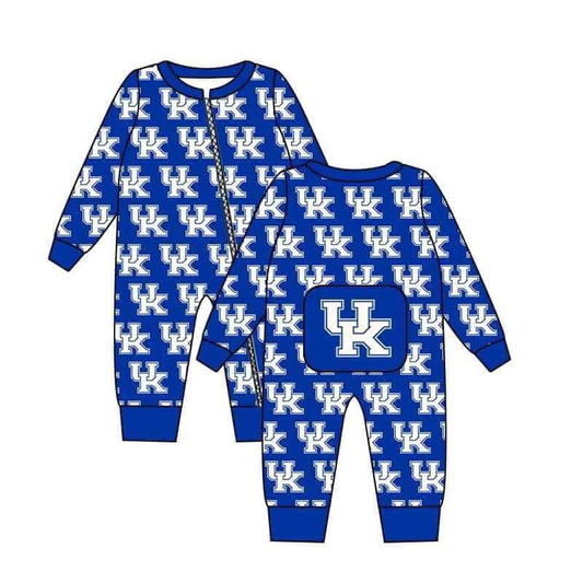 Baby Boy Blue Long Sleeve Team Zipper Romper