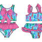 ( Moq 5 Each Style ) Sibling Baby Girls Kids Sea Horse Tops Ruffle Shorts Bows Sets Summer Swimsuits